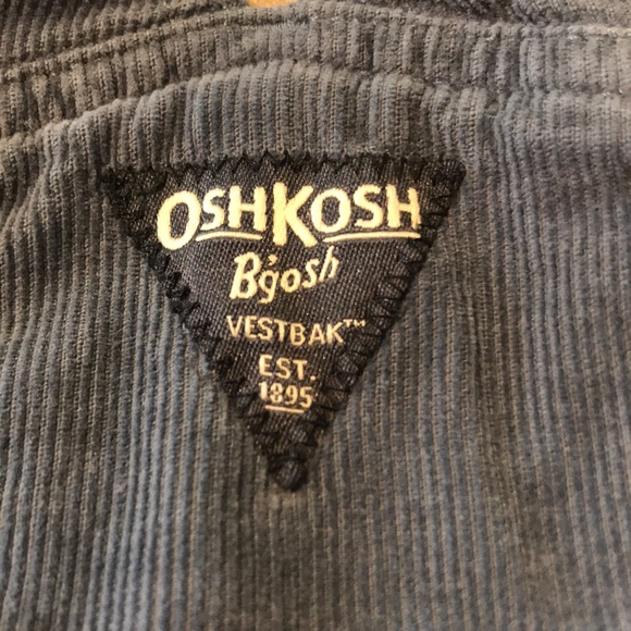 Osh Kosh big Osh dusty blue cord overalls with plaid flannel lining & buckles - Picture 3 of 16